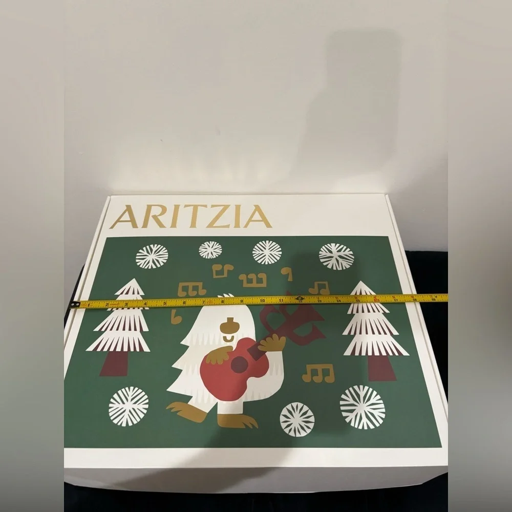 Aritzia Festive Box with Green and Gold Accents